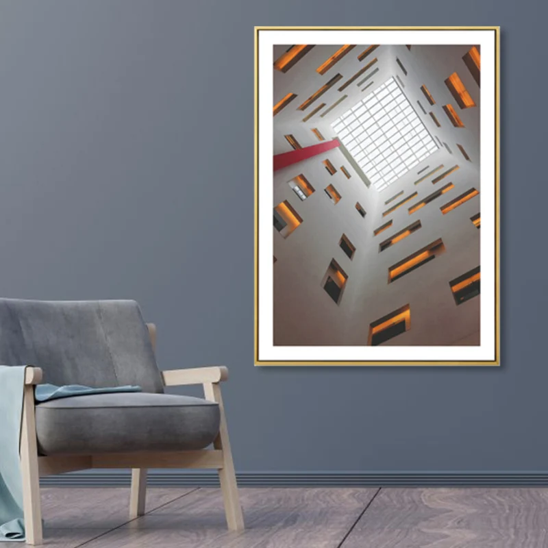 Arquitectura Vista Interior Lienzo Arte Color Suave Decoración de Pared Contemporánea para el Hogar Marron Clearhalo