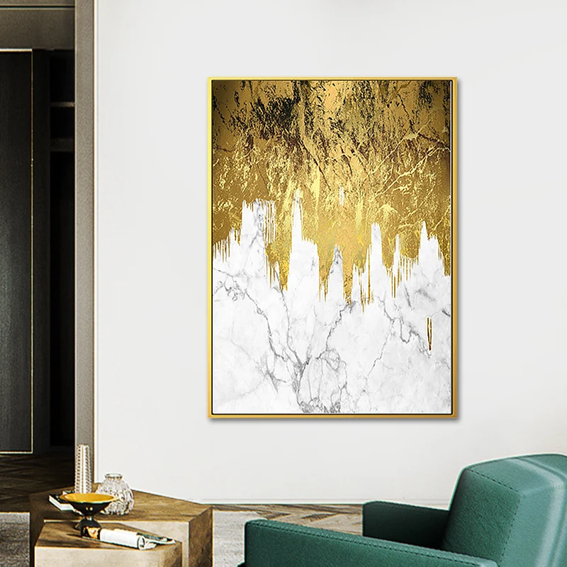 Arte abstracto en lienzo Glam Encantador efecto mármol y lámina decoración de pared en colores brillantes Negro Clearhalo