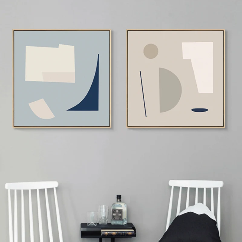 Arte de lienzo de formas geométricas, decoración de pared abstracta encantadora nórdica en color claro Beige Clearhalo