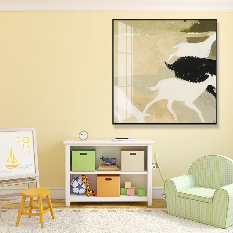 Arte de pared beige de animales de pintura de manada de ciervos contemporáneos, varios tamaños disponibles Beis Clearhalo