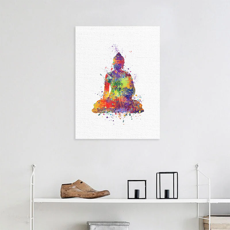 Arte de pared de budismo rojo, religión, lienzo texturizado asiático, impresión para comedor Rojo Clearhalo