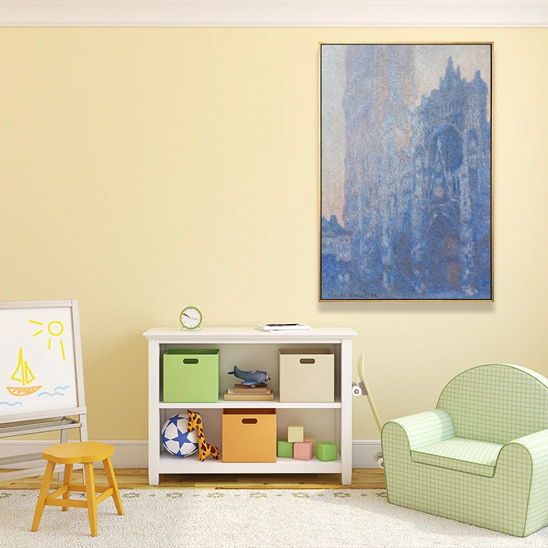 Arte de pared de la catedral de Monet Rouen, lienzo texturizado tradicional en color pastel Amarillo Clearhalo