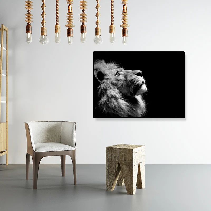Arte de pared con estampado de animales de color oscuro, lienzo de animales grandes de sabana moderna para sala de estar G...