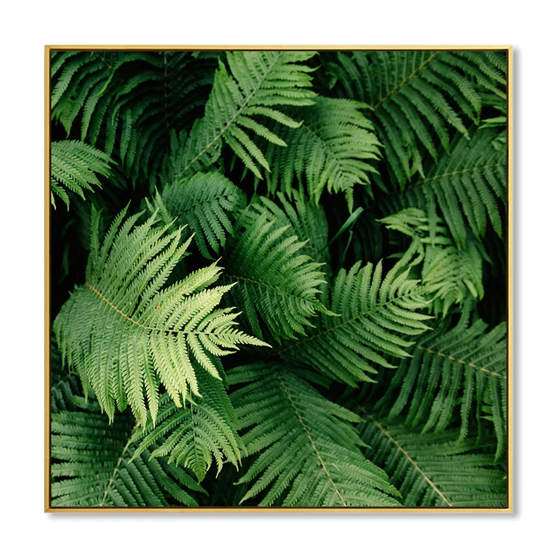 Arte de pared con hojas de helecho verde, impresión en lienzo texturizada para sala de estar de granja, varios tamaños Ver...