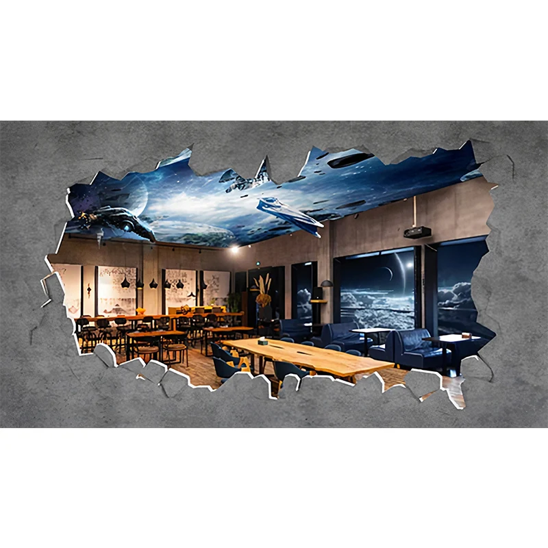 Arte de pared decorativo multicolor con estampado de galaxia en 3D para sala de estar Gris Clearhalo