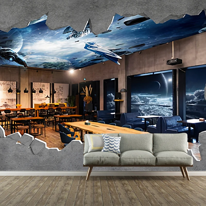 Arte de pared decorativo multicolor con estampado de galaxia en 3D para sala de estar Gris Clearhalo
