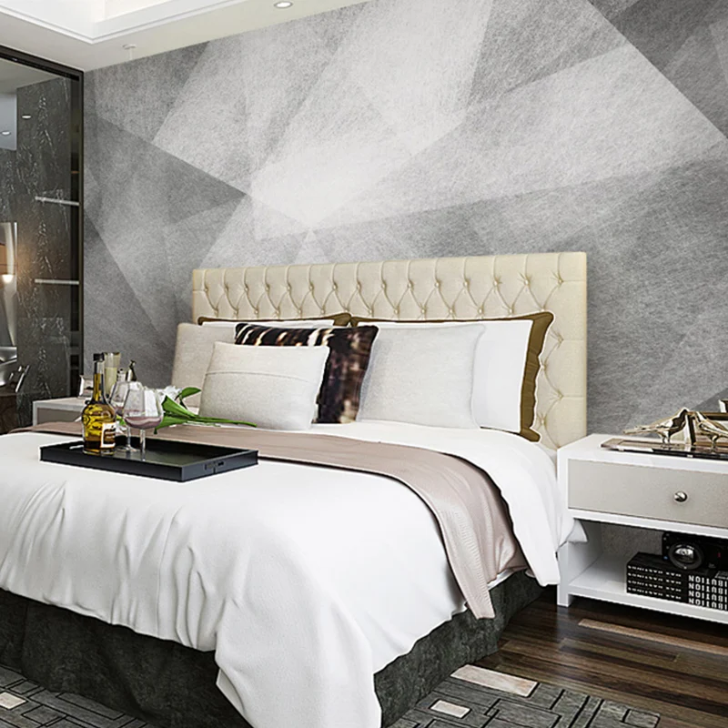 Arte de pared de geometrías grises suaves para decoración de galerí Papel pintado mural simple, hecho medida Gris Clearhalo