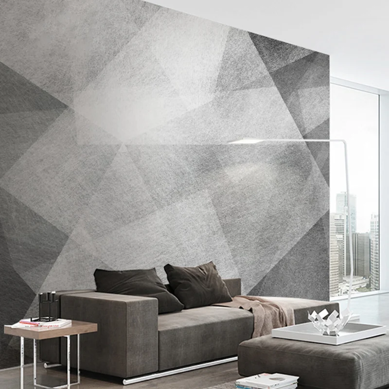 Arte de pared de geometrías grises suaves para decoración de galerí Papel pintado mural simple, hecho medida Gris Clearhalo