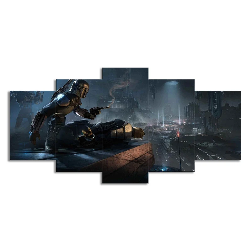 Arte de pared en lienzo de Star Wars con impresión digital para dormitorio de niños, azul oscuro, varias piezas Azul Clear...