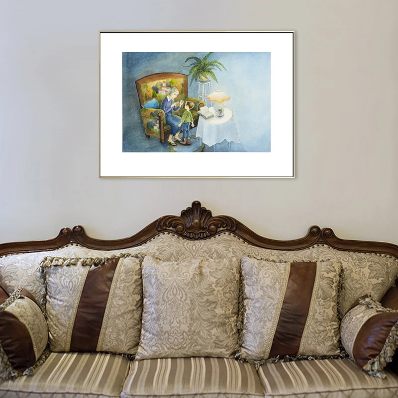 Arte de la pared de la lona de la memoria de la infancia con textura decoración de la pared interior de la casa del estilo...