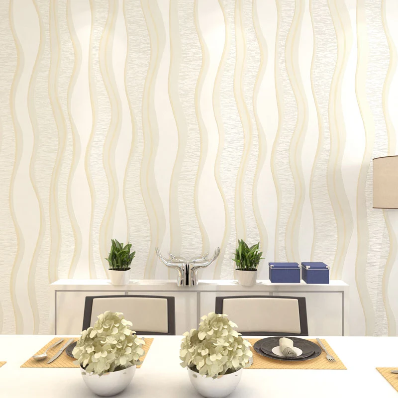 Arte de pared de rayas onduladas modernismo para decoración de sala de estar, rollo de papel pintado de 31' x 20,5" en ama...