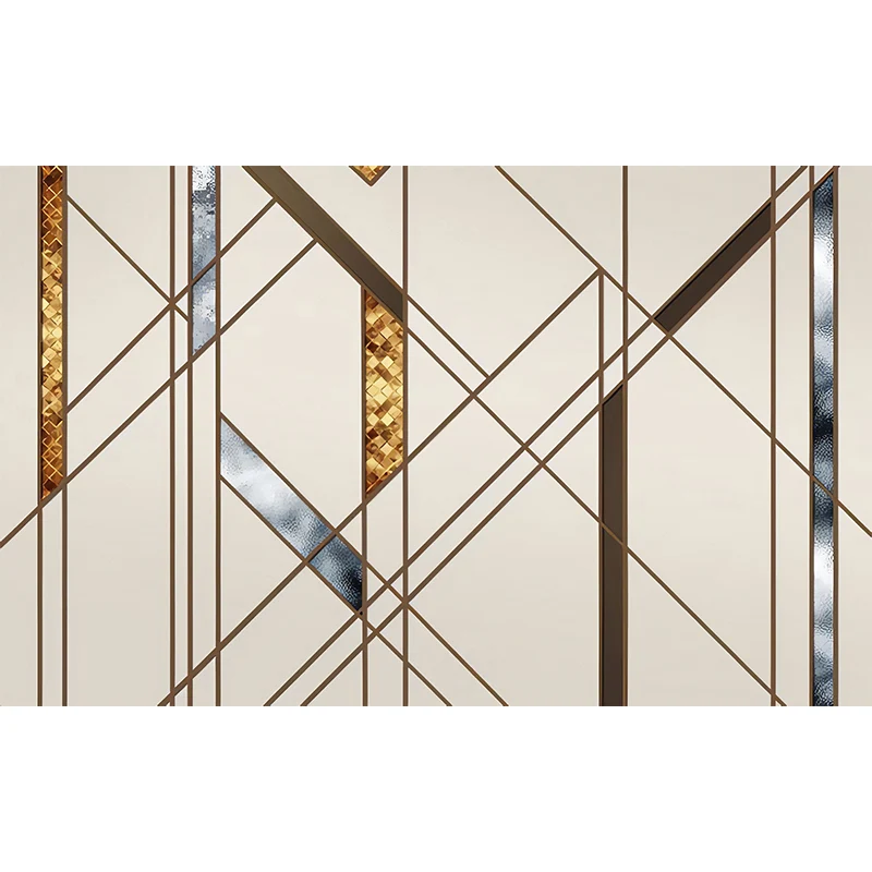 Arte de pared de tamaño completo Geometrías marrones y beige de patrones irregulares Murales no tejidos para decoración, h...