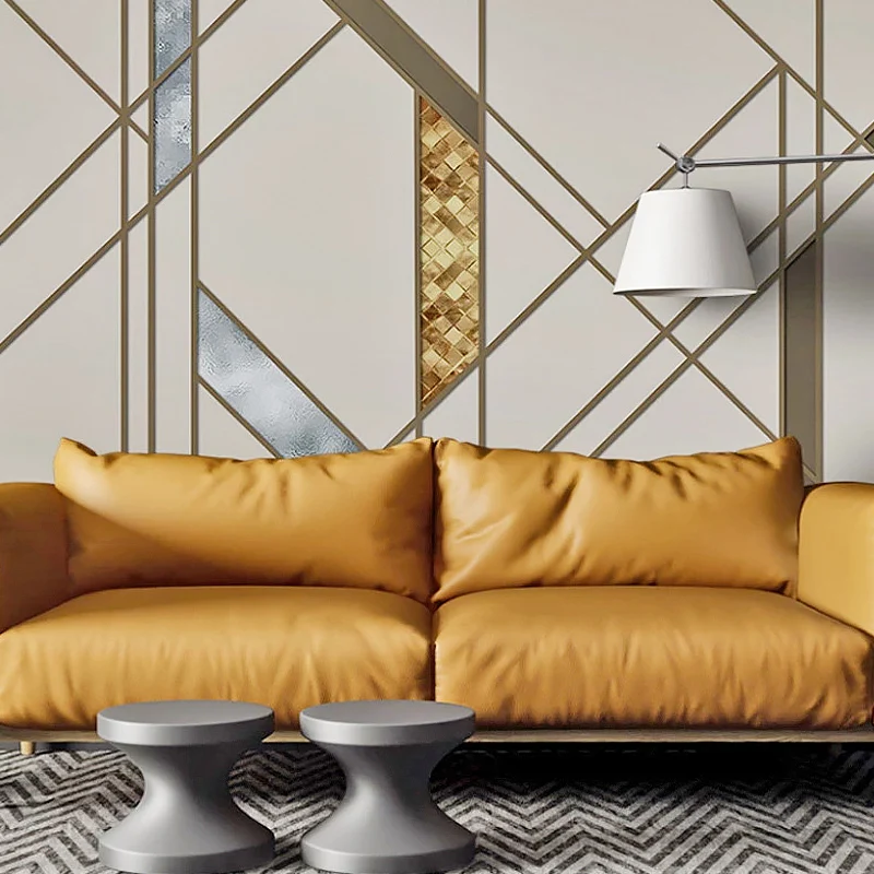 Arte de pared de tamaño completo Geometrías marrones y beige de patrones irregulares Murales no tejidos para decoración, h...