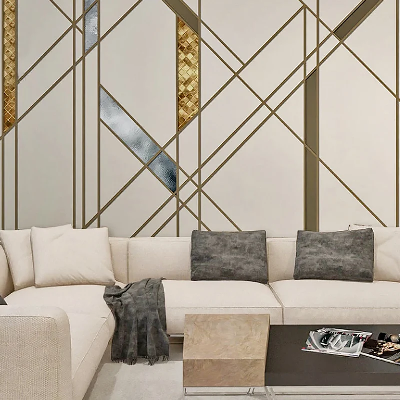 Arte de pared de tamaño completo Geometrías marrones y beige de patrones irregulares Murales no tejidos para decoración, h...