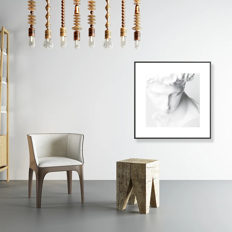 Arte de pared texturizado de color claro de lienzo de escultura humana antigua minimalista para el hogar Blanco Clearhalo