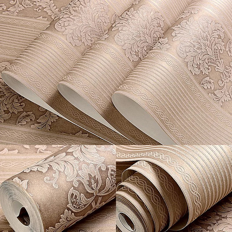 Arte resistente la humedad de la pared del medallón liso del papel pintado sin pegar del color suave retro Beis Clearhalo