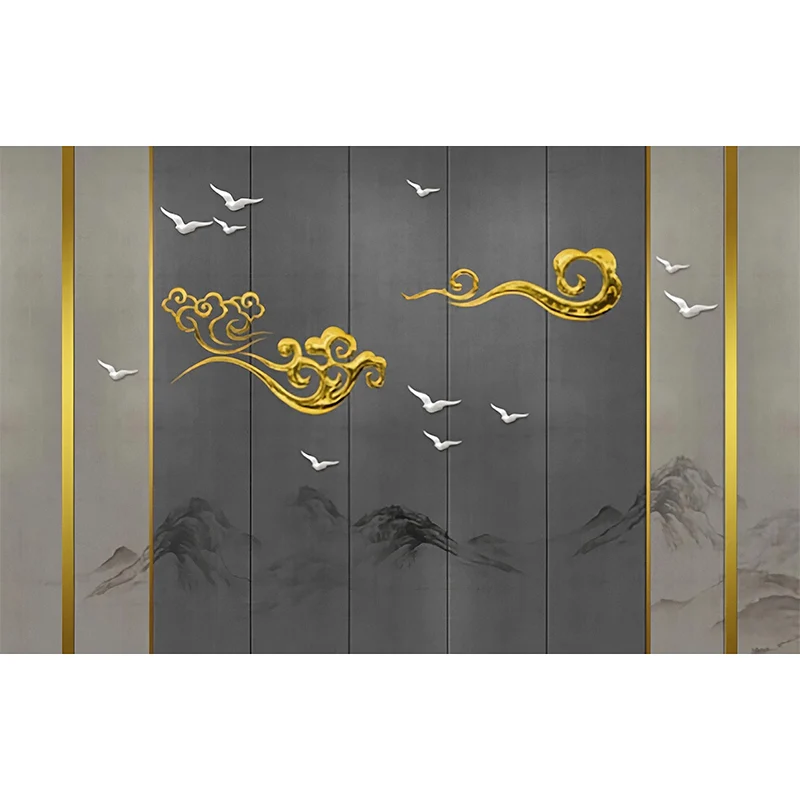 Arte tradicional chino de pared de nube para pared decorativa, decoración de pared de tamaño completo en gris Gris Clearhalo