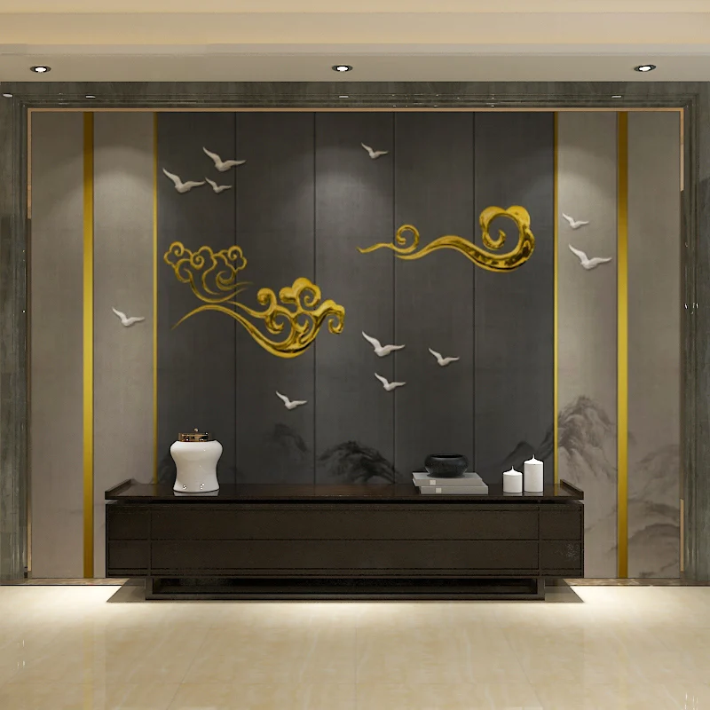 Arte tradicional chino de pared de nube para pared decorativa, decoración de pared de tamaño completo en gris Gris Clearhalo