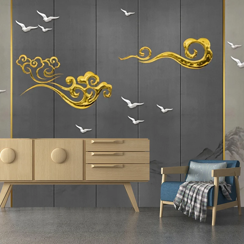Arte tradicional chino de pared de nube para pared decorativa, decoración de pared de tamaño completo en gris Gris Clearhalo