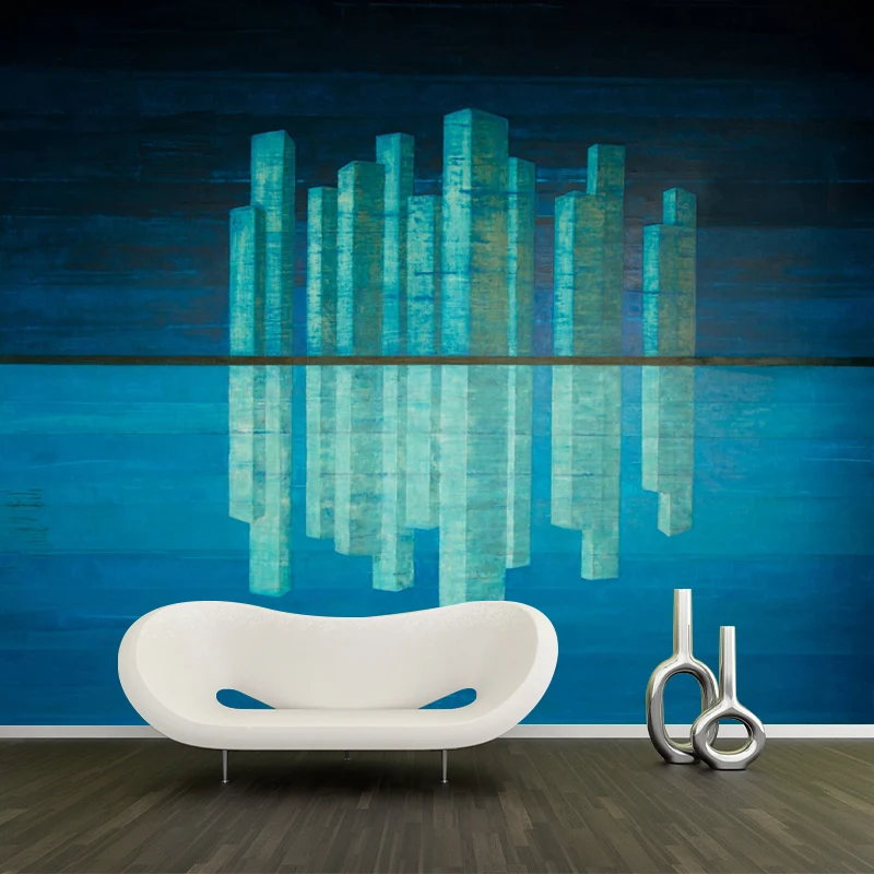 Artistry Metropolis Reflection Murals Azul Resistente las manchas Decoración de pared para dormitorio Azul Clearhalo