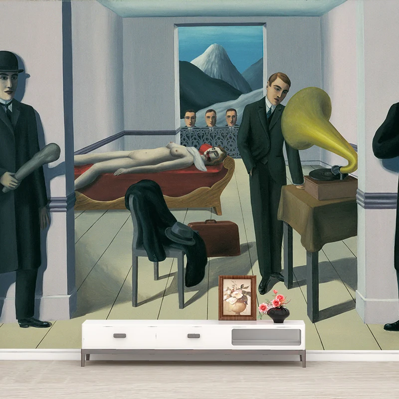 El asesino amenazado Mural calcomaní negro-gris surrealismo arte de la pared para la decoración del hogar Negro Clearhalo