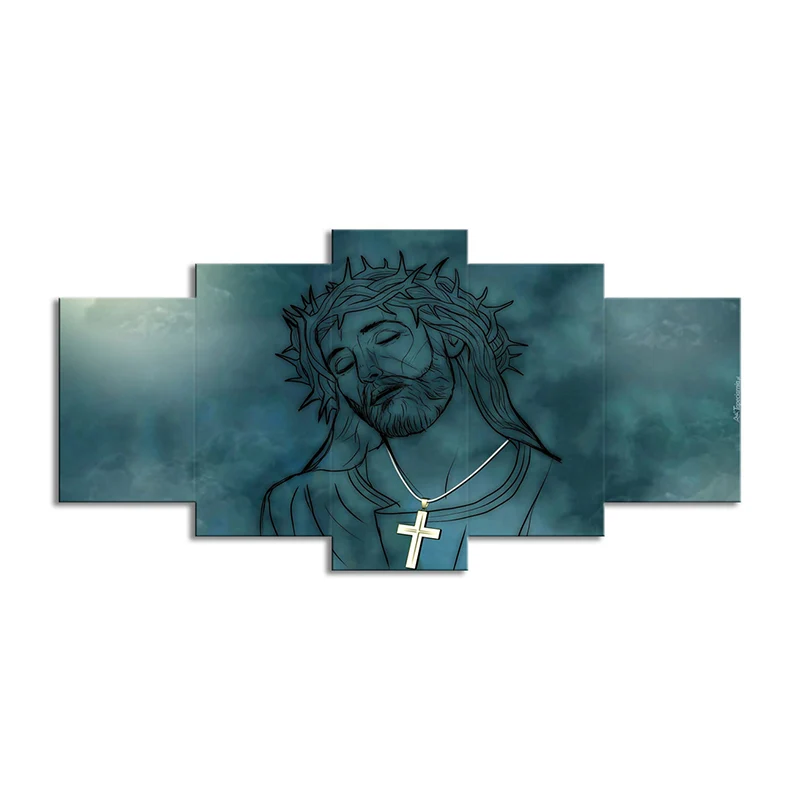 Azul Jesucristo pared arte impresión varias piezas modernismo comedor lienzo pintura Azul Clearhalo