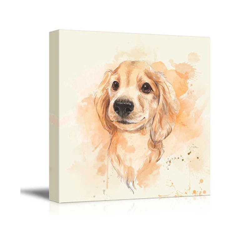 Cachorro Beagle texturizado que pinta la decoración de la pared de la lona del arte de los niños en amarillo para el cuart...