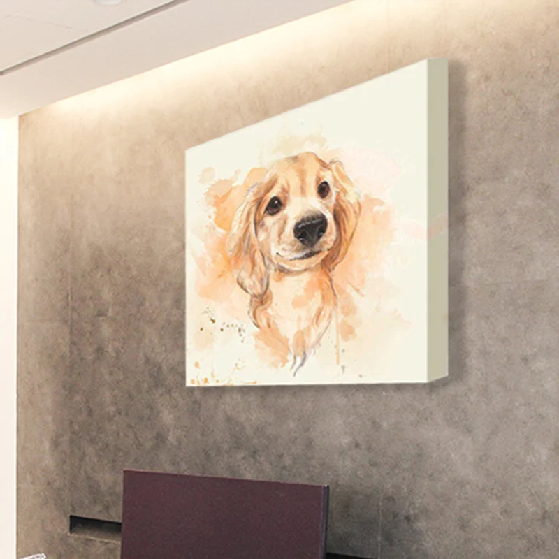 Cachorro Beagle texturizado que pinta la decoración de la pared de la lona del arte de los niños en amarillo para el cuart...