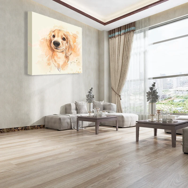 Cachorro Beagle texturizado que pinta la decoración de la pared de la lona del arte de los niños en amarillo para el cuart...