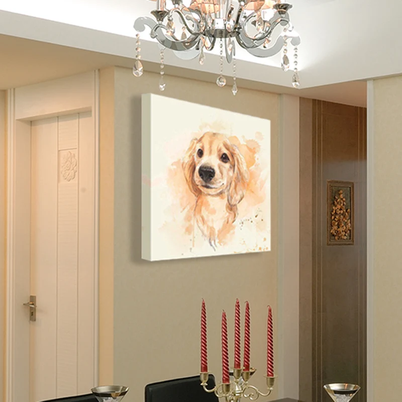 Cachorro Beagle texturizado que pinta la decoración de la pared de la lona del arte de los niños en amarillo para el cuart...
