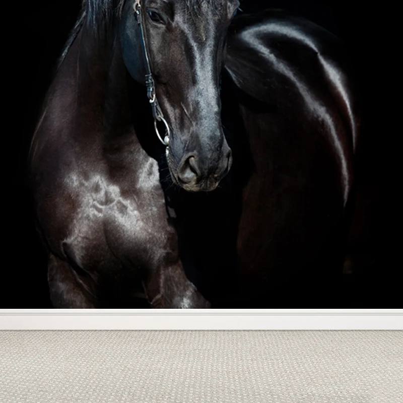 Calcomaní mural de caballo enorme para arte de pared de animales de cocina en color claro, resistente las manchas Azul Cle...