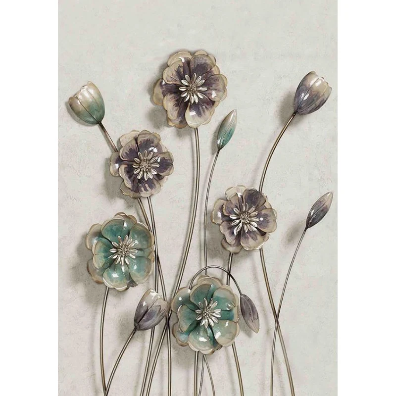 Calcomaní mural con apariencia de flor de cerámica, decoración artística de pared para sala de estar resistente las mancha...