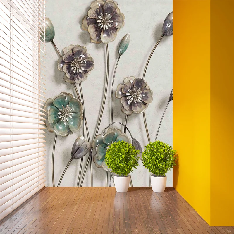 Calcomaní mural con apariencia de flor de cerámica, decoración artística de pared para sala de estar resistente las mancha...