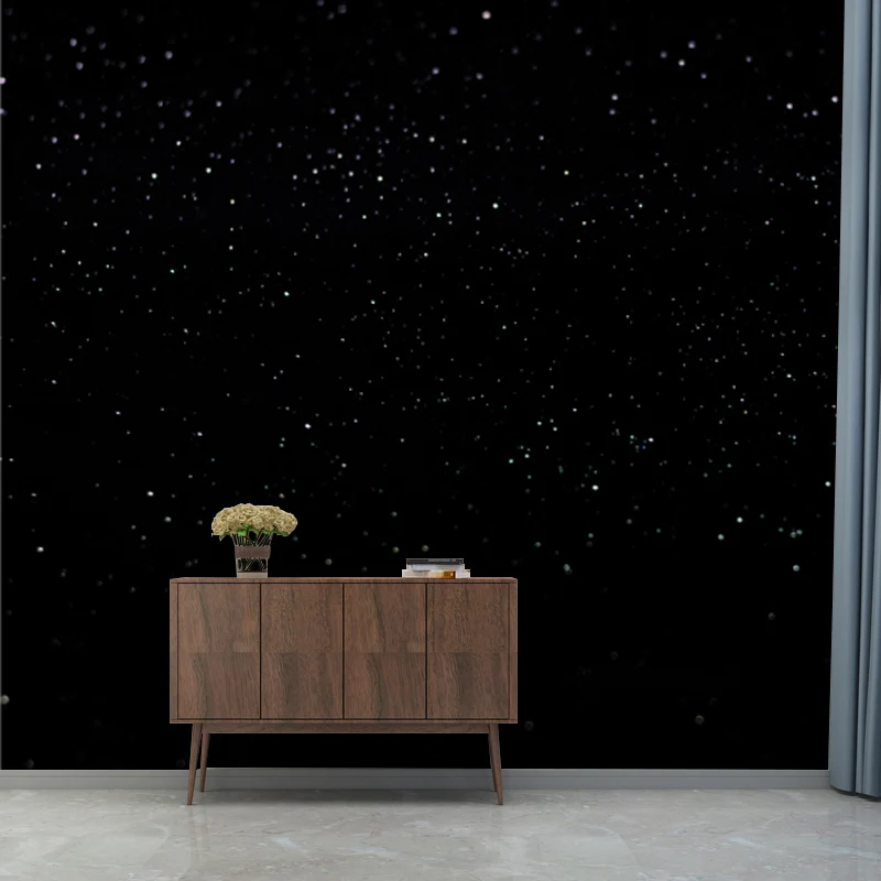 Calcomaní mural con estampado de galaxia y estrellas, decoración de pared de estética moderna negra para pasillo Negro Cle...