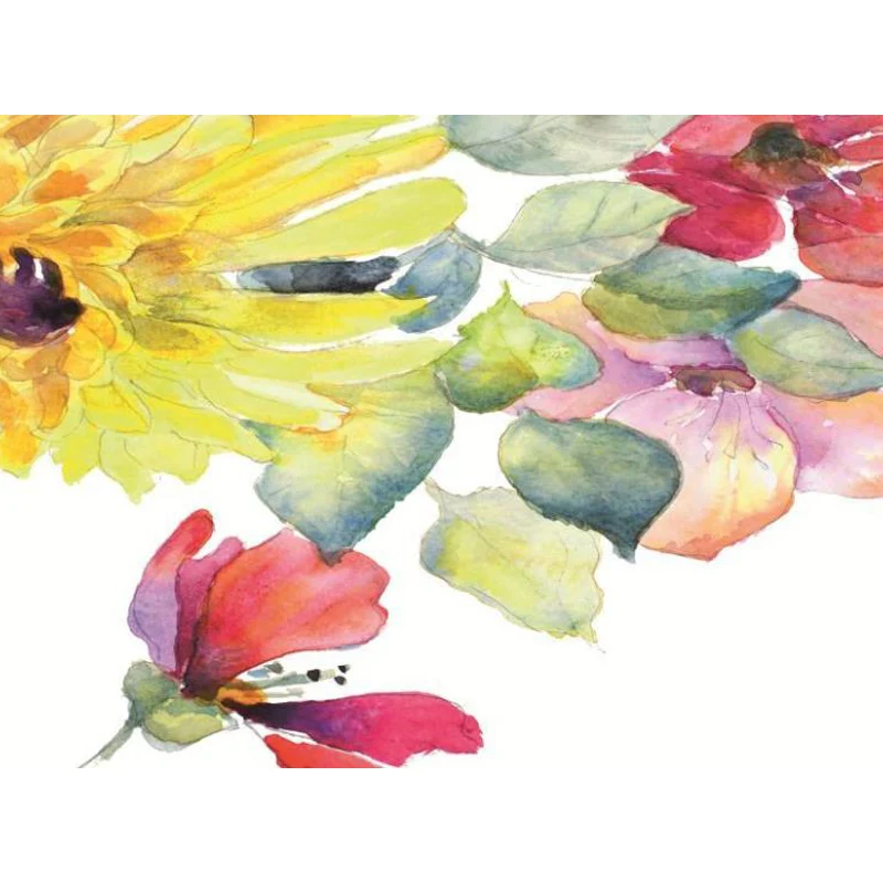 Calcomaní mural con ilustración de flores dispersas para sala de estar, verde, tamaño personalizado Verde Clearhalo