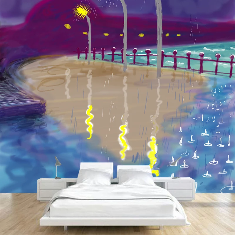 Calcomaní mural de lámpara de carretera bajo la lluvia, revestimiento de paredes para sala de estar Art Déco resistente la...