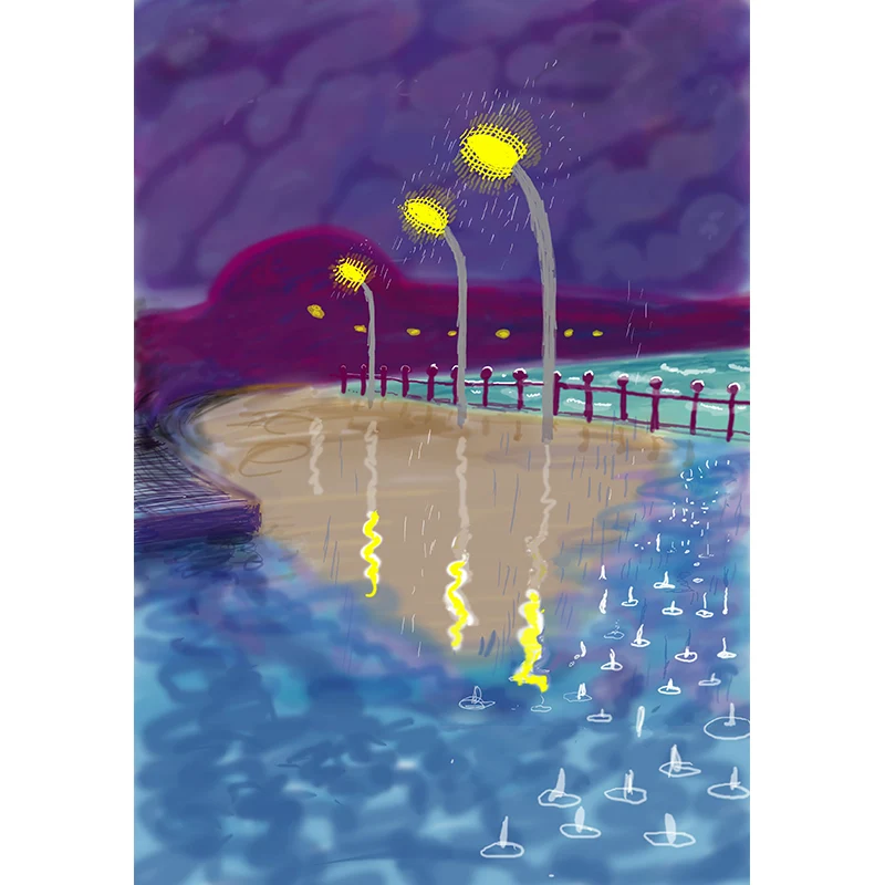 Calcomaní mural de lámpara de carretera bajo la lluvia, revestimiento de paredes para sala de estar Art Déco resistente la...