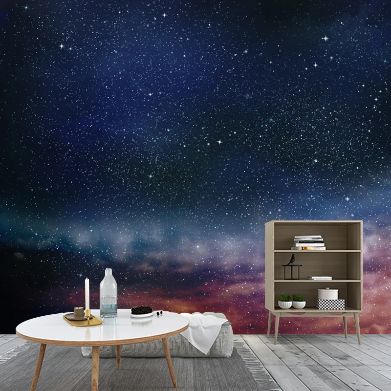 Calcomaní mural nocturna de galaxia de ensueño, revestimiento de pared del universo espacial interior, hecho medida Azul C...