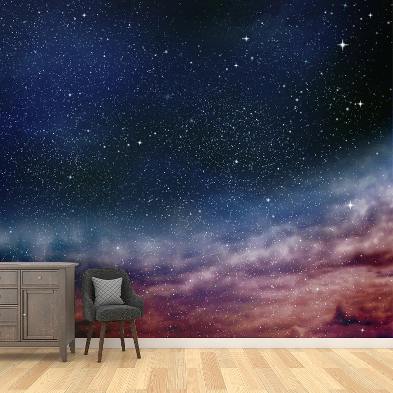 Calcomaní mural nocturna de galaxia de ensueño, revestimiento de pared del universo espacial interior, hecho medida Azul C...