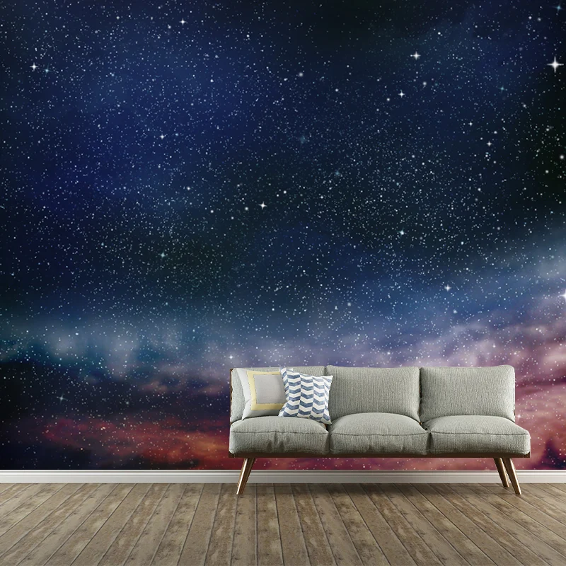 Calcomaní mural nocturna de galaxia de ensueño, revestimiento de pared del universo espacial interior, hecho medida Azul C...