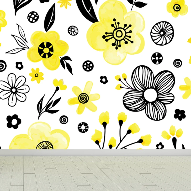 Calcomaní mural de pared de flores brillantes, decoración de pared resistente las manchas para jardín de infantes, hecha m...