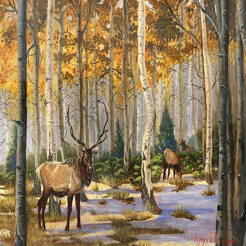 Calcomaní de Mural de pared moderna de color amarillo y marrón, revestimiento de paredes de alce entero en el bosque para...