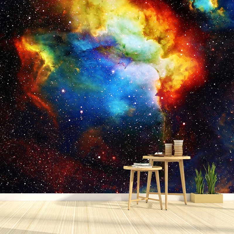 Calcomaní mural de pared nórdica con fotografí completa para decoración de techo con nebulosa en multicolor Rojo Clearhalo