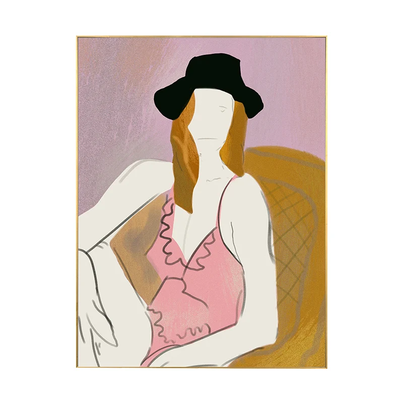 Chica en el body Art Print Pink Funky Wall Decor para dormitorio, varios tamaños disponibles Rosa Clearhalo