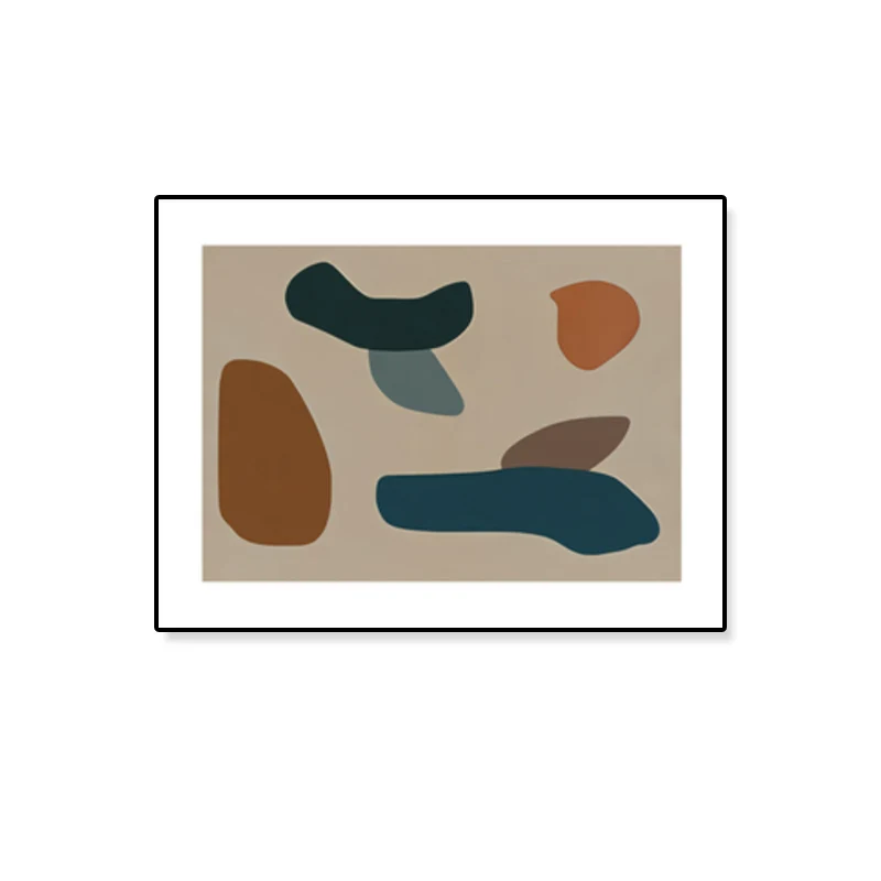 Conjunto de arte de pared con patrón de impresión mano, lienzo de expresionismo abstracto marrón para sala de estar Marron...