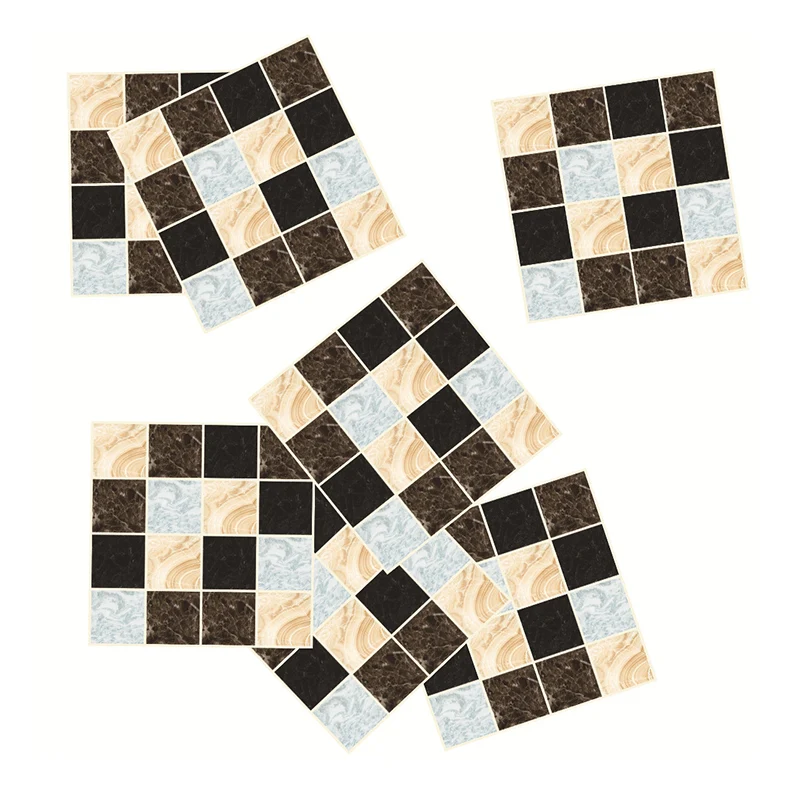 Conjunto de paneles de papel tapiz de mármol negro y marrón, mosaicos, decoración de pared moderna para cocina Clearhalo