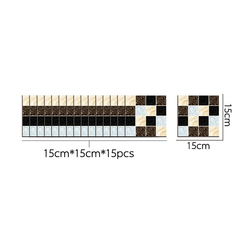 Conjunto de paneles de papel tapiz de mármol negro y marrón, mosaicos, decoración de pared moderna para cocina Clearhalo