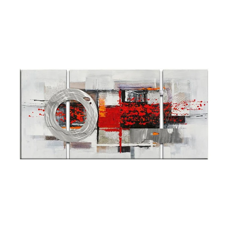 Círculos pintura arte impresión superficie texturizada estilo moderno decoración de la pared de la sala de estar Rojo Clea...