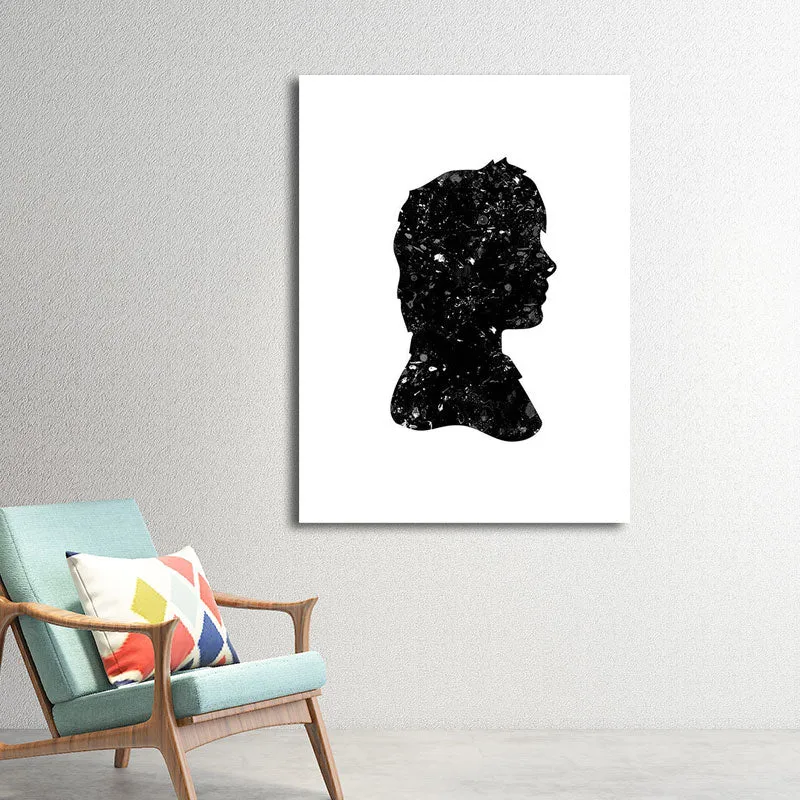 Decoración minimalista de la pared de la cara lateral, arte de la pared de la lona del personaje de la literatura negra pa...
