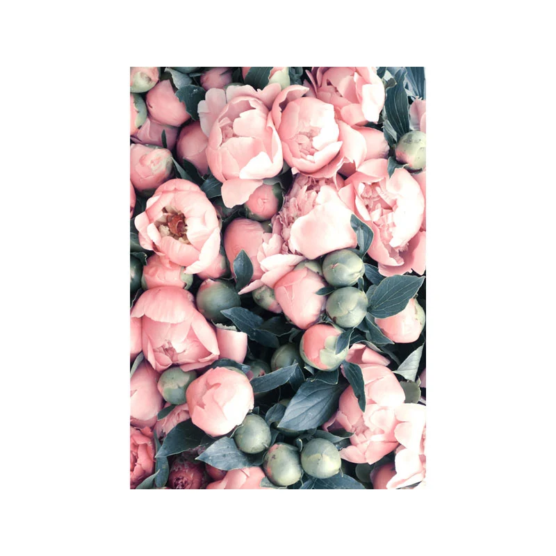 Decoración de pared con capullos de flores texturizados, impresión artística en lienzo con estilo nórdico en rosa y verde...